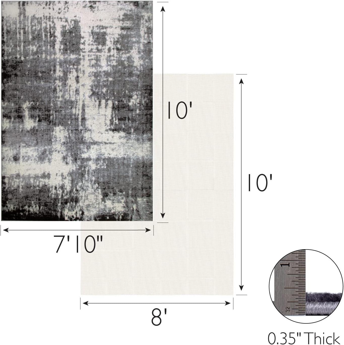imageLeick Home Allerick Area Rug in Vintage Faded Abstract Gray with Rug Pad for Living Room Bedroom Office Rectangle 710 x 10