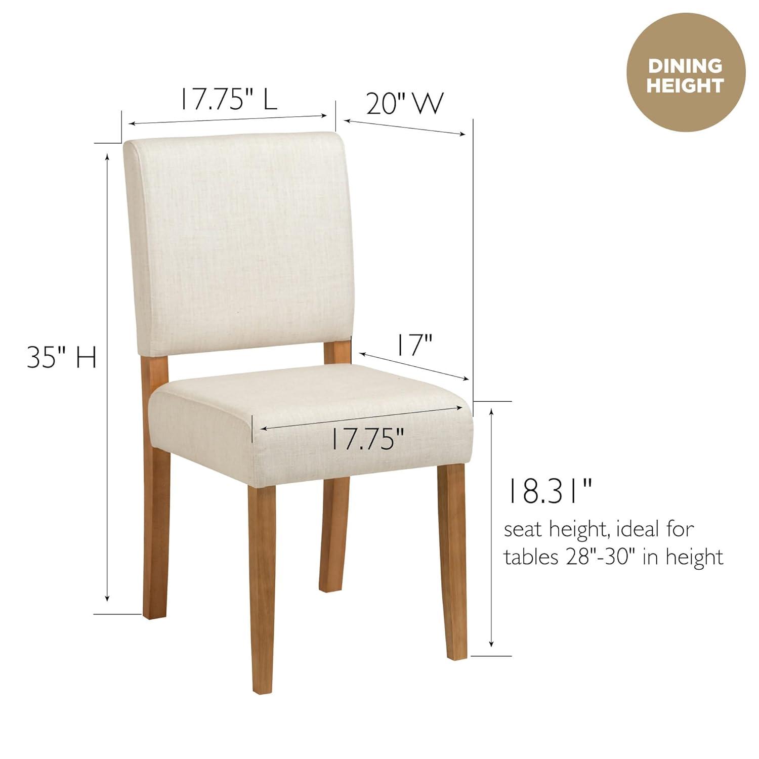 imageLeick Home Brax Dining Chair with Upholstered Back and Wood Base Set of 2 for Dining Room Modern Chairs in Natural White Sand 214452