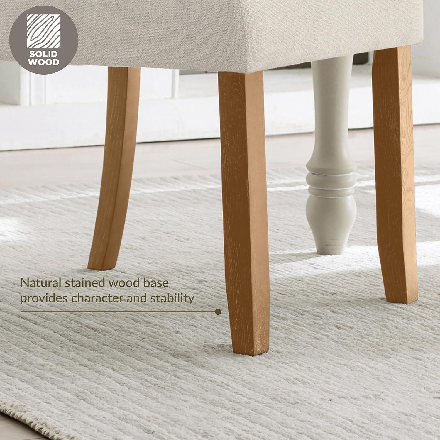 imageLeick Home Brax Dining Chair with Upholstered Back and Wood Base Set of 2 for Dining Room Modern Chairs in Natural White Sand 214452