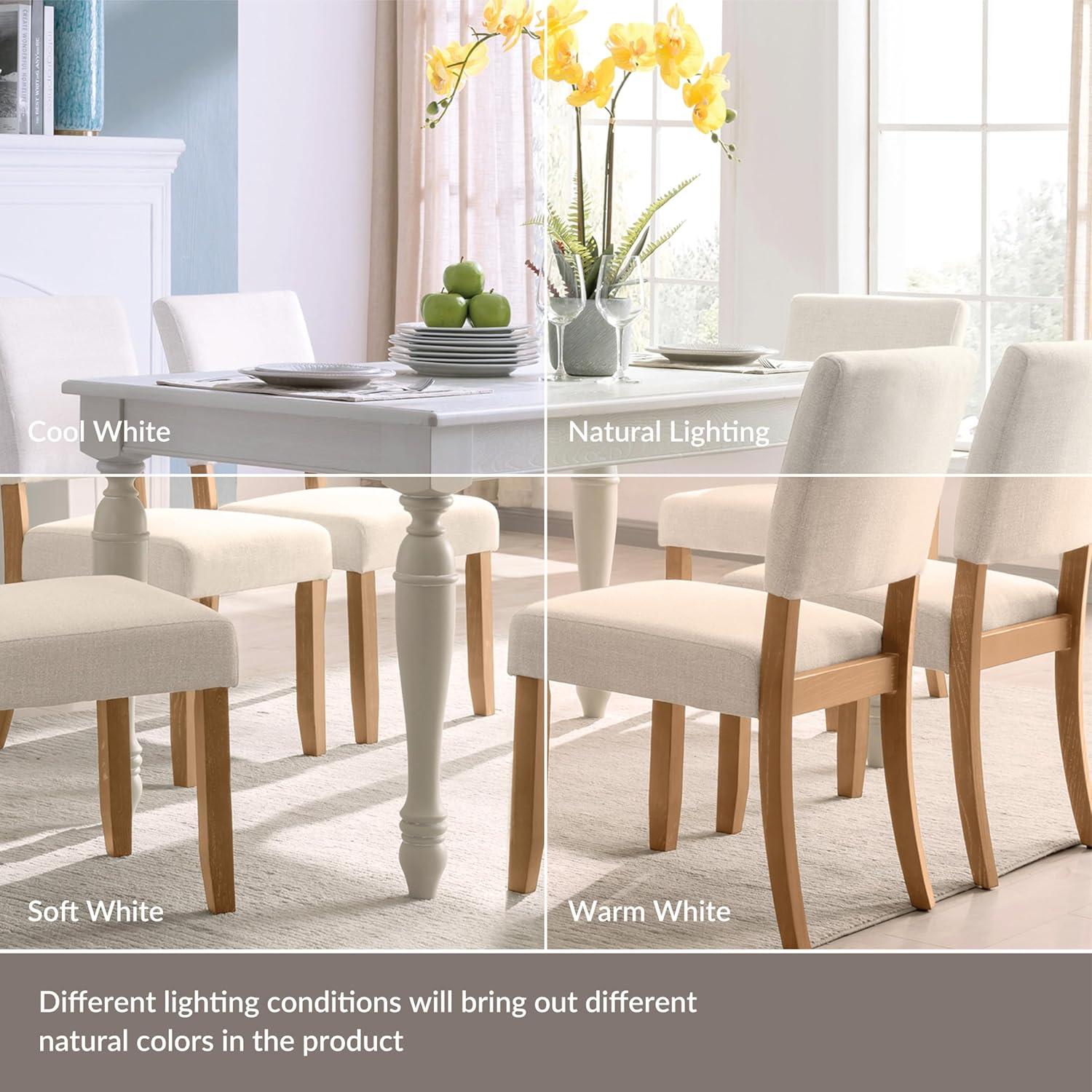 imageLeick Home Brax Dining Chair with Upholstered Back and Wood Base Set of 2 for Dining Room Modern Chairs in Natural White Sand 214452