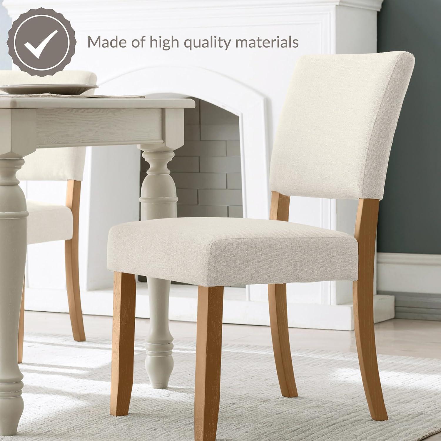 imageLeick Home Brax Dining Chair with Upholstered Back and Wood Base Set of 2 for Dining Room Modern Chairs in Natural White Sand 214452