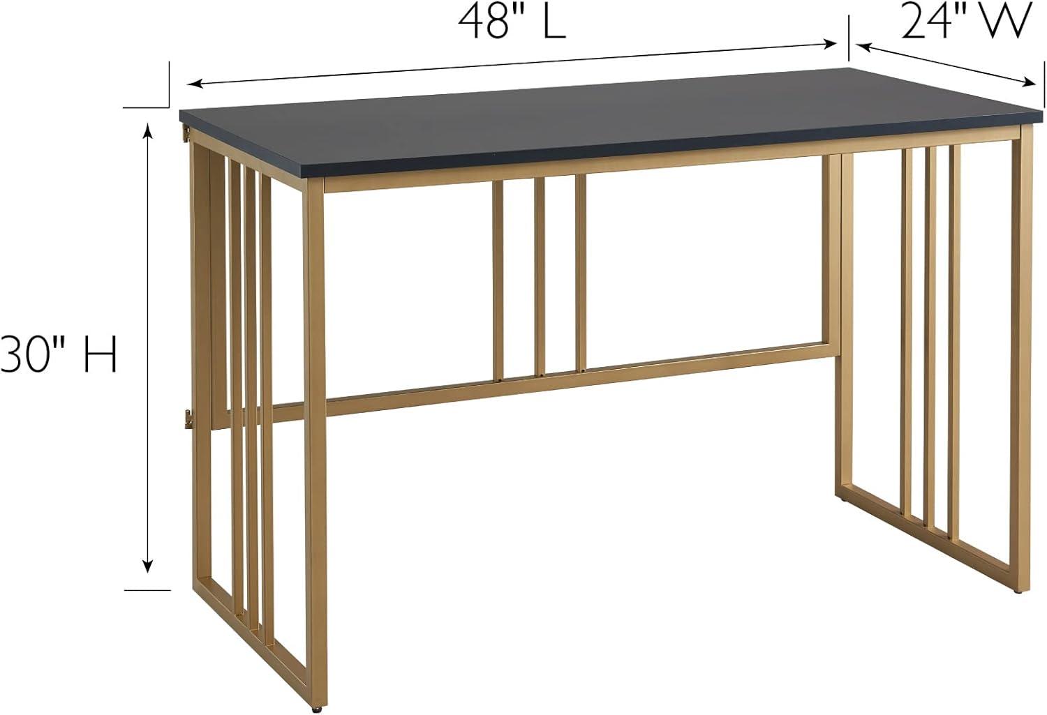 imageLeick Home Collapsible Slatted Mission Writing Computer Desk Space Saving for Bedroom Home Office Small Spaces Fully Assembled BlackGold 70001BLKGD