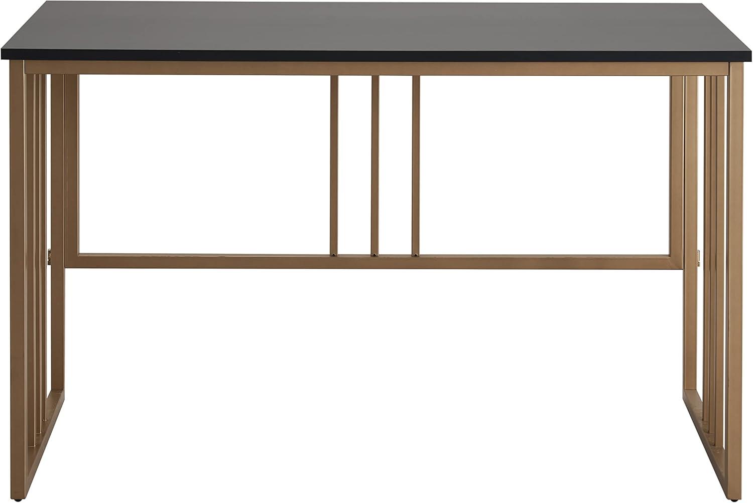 imageLeick Home Collapsible Slatted Mission Writing Computer Desk Space Saving for Bedroom Home Office Small Spaces Fully Assembled BlackGold 70001BLKGD