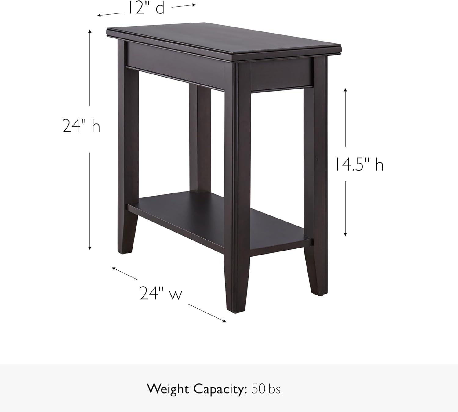 imageLeick Home Laurent End Table Solid Wood Bottom Display Shelf Narrow EasyAssembly for Living RoomBedroom Black 240 in L x 120 in W x 240 in H 10505BKBlack