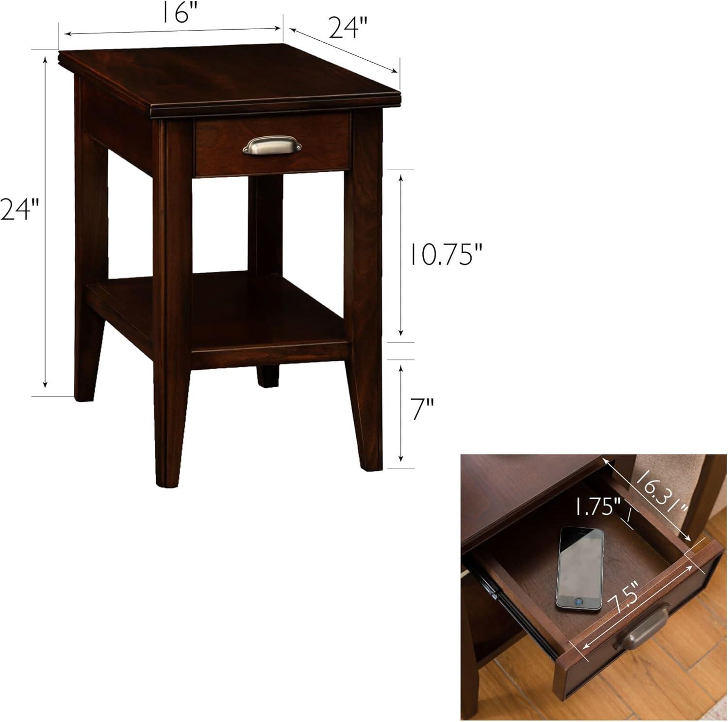 imageLeick Home Laurent End Table Solid Wood Bottom Display Shelf Narrow EasyAssembly for Living RoomBedroom Black 240 in L x 120 in W x 240 in H 10505BKChocolate Cherry