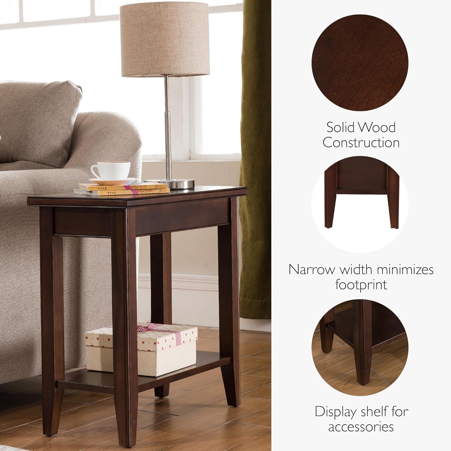 imageLeick Home Laurent End Table Solid Wood Bottom Display Shelf Narrow EasyAssembly for Living RoomBedroom Black 240 in L x 120 in W x 240 in H 10505BKChocolate Cherry