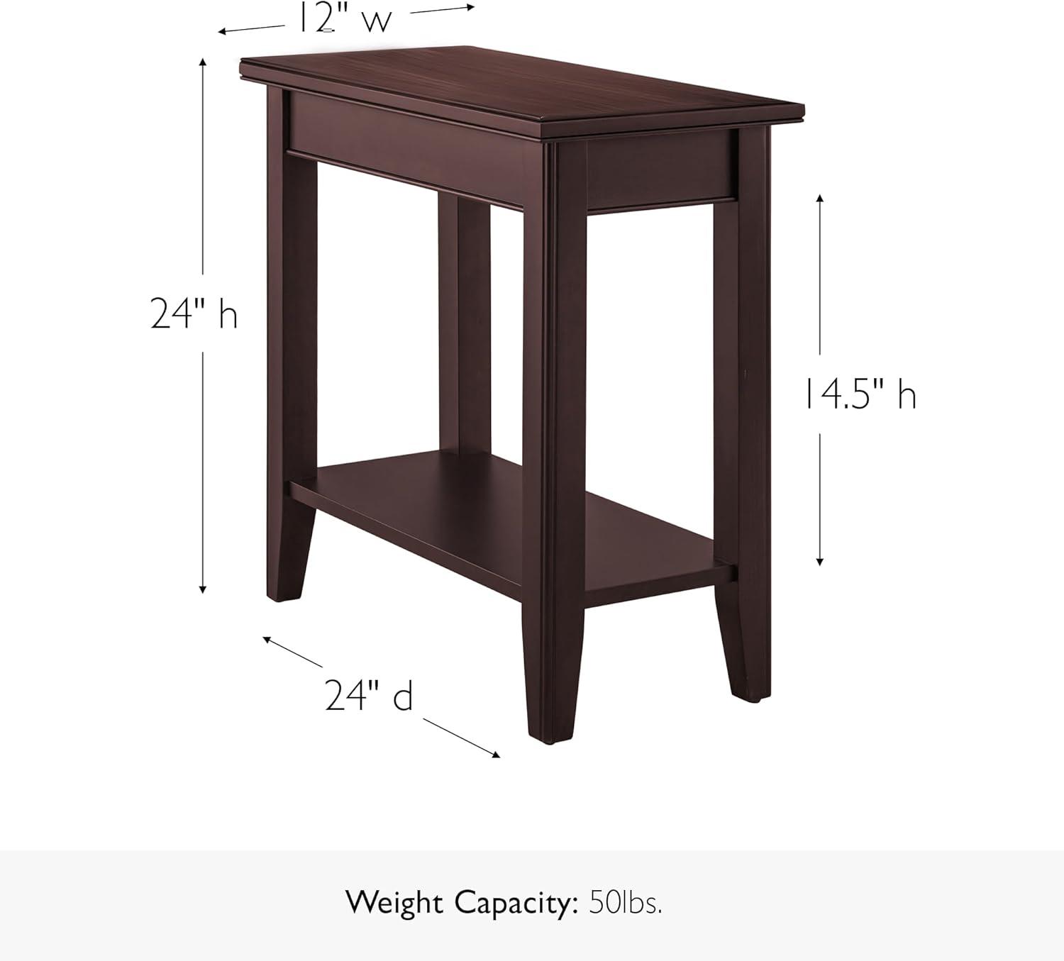 imageLeick Home Laurent End Table Solid Wood Bottom Display Shelf Narrow EasyAssembly for Living RoomBedroom Black 240 in L x 120 in W x 240 in H 10505BKChocolate Cherry