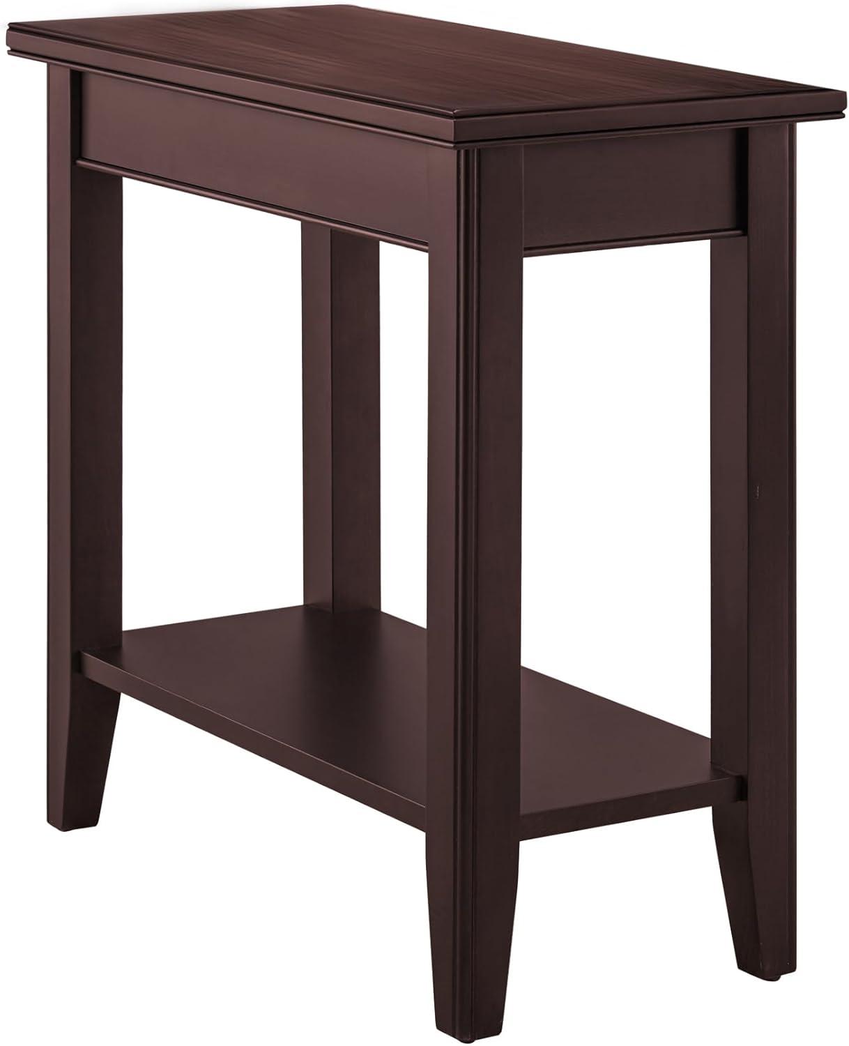 imageLeick Home Laurent End Table Solid Wood Bottom Display Shelf Narrow EasyAssembly for Living RoomBedroom Black 240 in L x 120 in W x 240 in H 10505BKChocolate Cherry