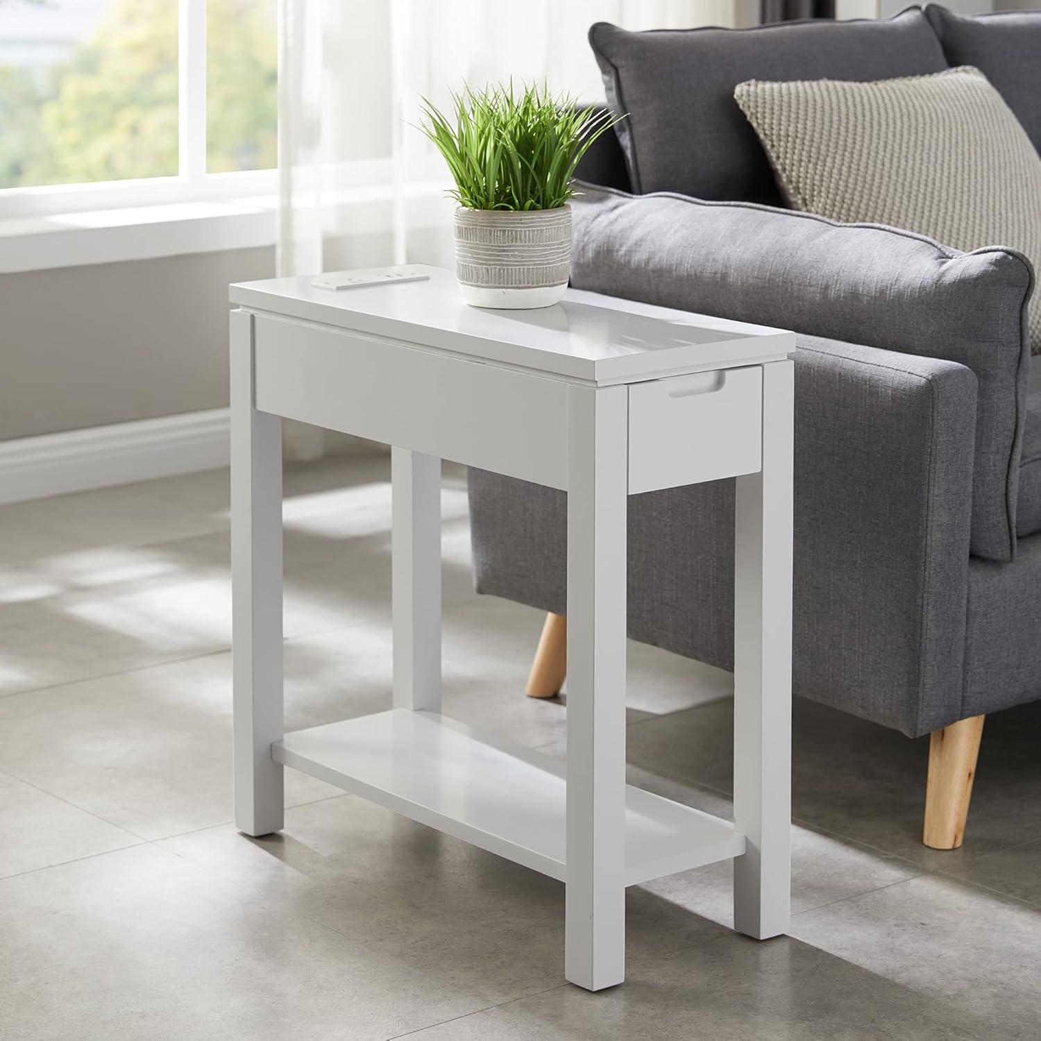 imageLeick Home Laurent End Table Solid Wood Bottom Display Shelf Narrow EasyAssembly for Living RoomBedroom Black 240 in L x 120 in W x 240 in H 10505BKGrey