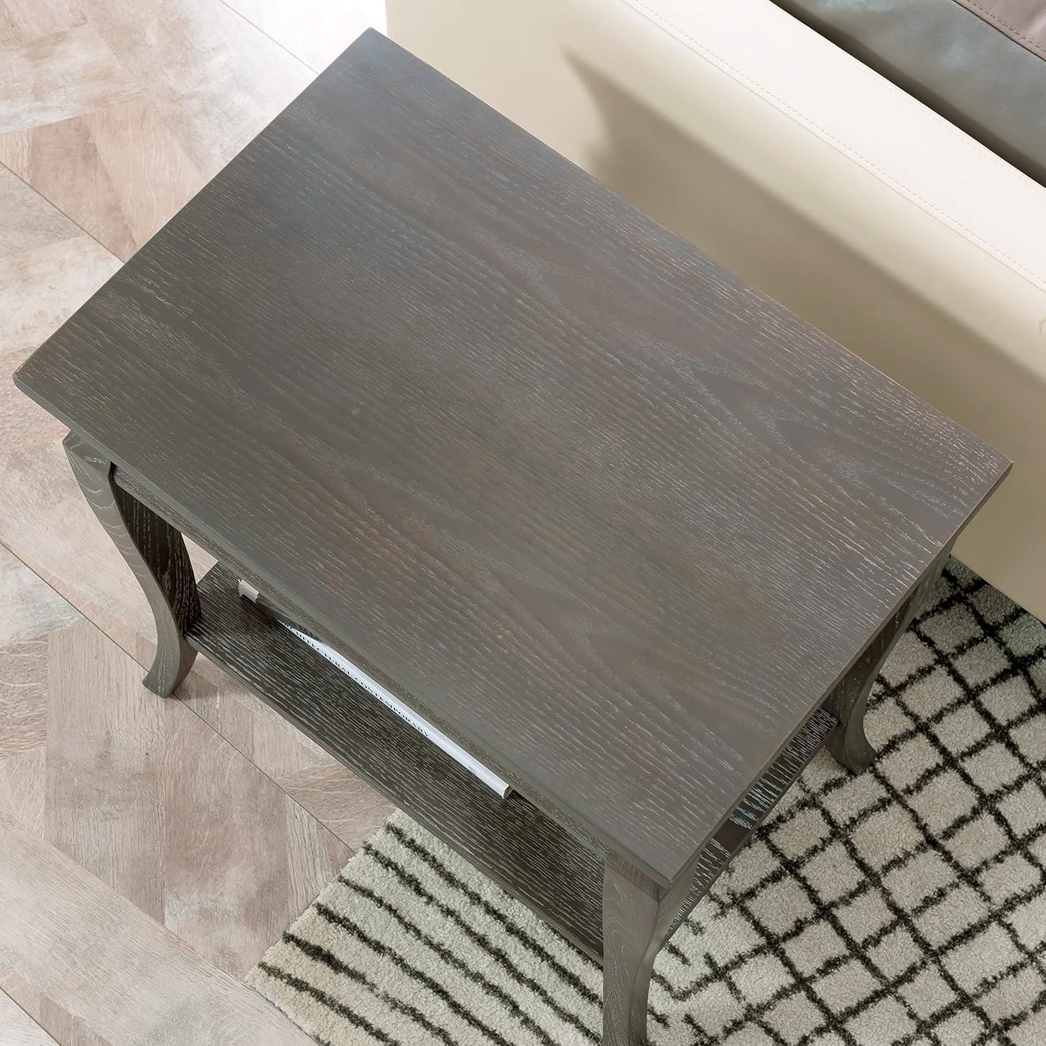 imageLeick Home Laurent End Table Solid Wood Bottom Display Shelf Narrow EasyAssembly for Living RoomBedroom Black 240 in L x 120 in W x 240 in H 10505BKGray Antique Pewter