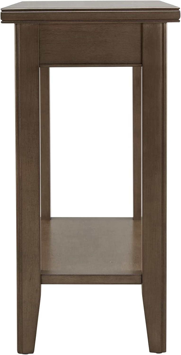 imageLeick Home Laurent End Table Solid Wood Bottom Display Shelf Narrow EasyAssembly for Living RoomBedroom Black 240 in L x 120 in W x 240 in H 10505BKGrey