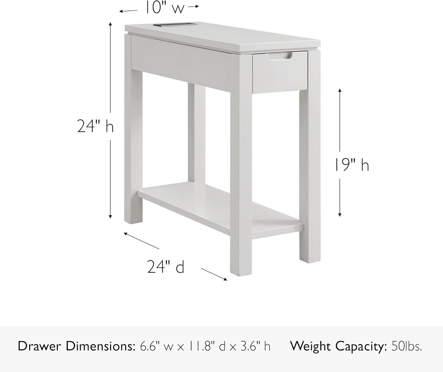 imageLeick Home Laurent End Table Solid Wood Bottom Display Shelf Narrow EasyAssembly for Living RoomBedroom Black 240 in L x 120 in W x 240 in H 10505BKGrey
