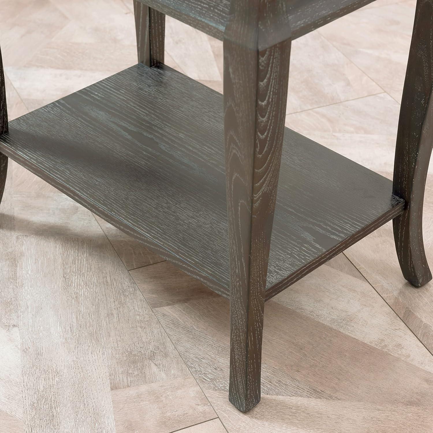 imageLeick Home Laurent End Table Solid Wood Bottom Display Shelf Narrow EasyAssembly for Living RoomBedroom Black 240 in L x 120 in W x 240 in H 10505BKGray Antique Pewter