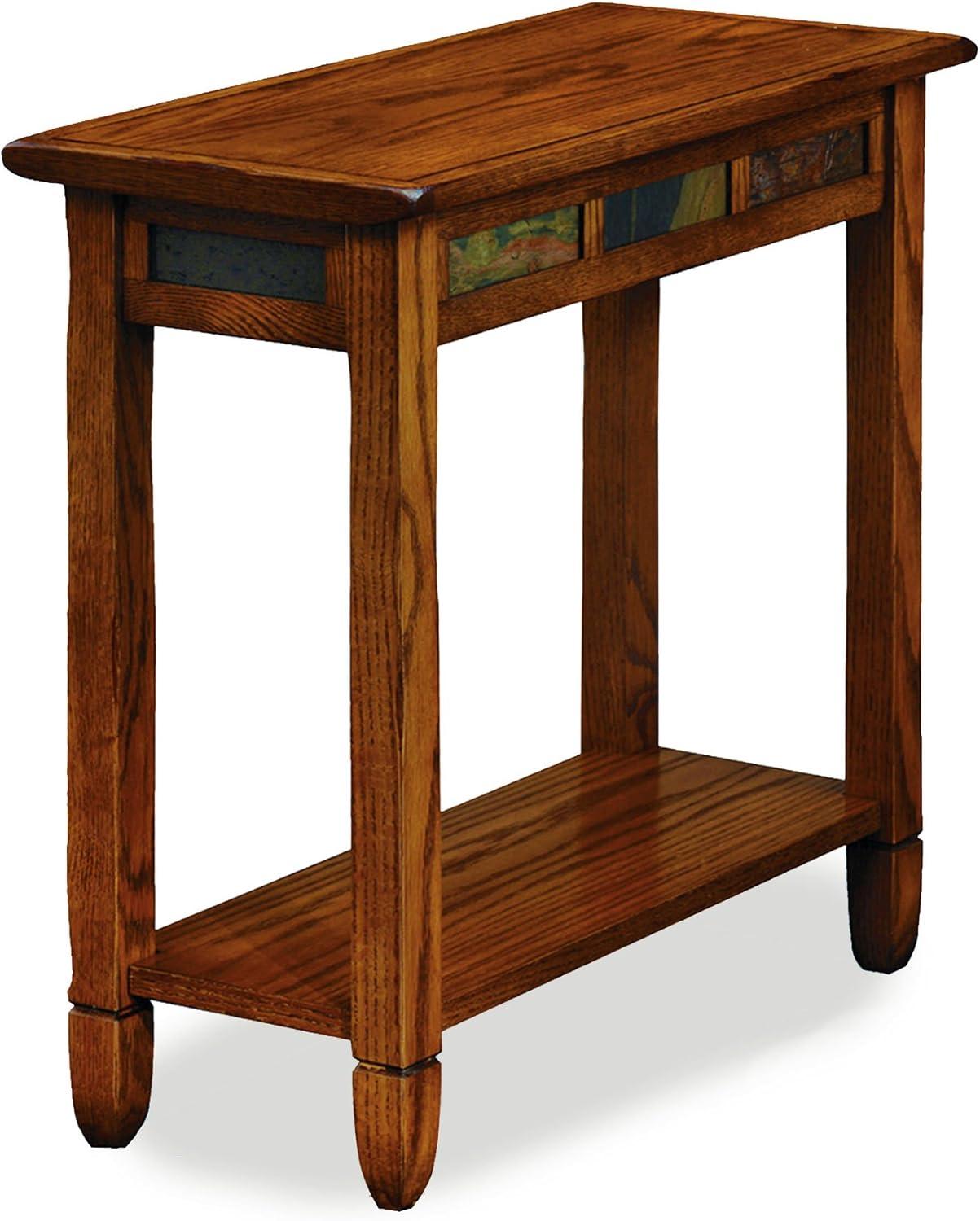 imageLeick Home Laurent End Table Solid Wood Bottom Display Shelf Narrow EasyAssembly for Living RoomBedroom Black 240 in L x 120 in W x 240 in H 10505BKRustic Oak