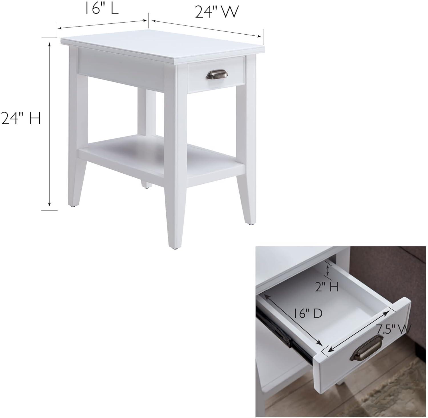 imageLeick Home Laurent End Table Solid Wood Bottom Display Shelf Narrow EasyAssembly for Living RoomBedroom Black 240 in L x 120 in W x 240 in H 10505BKWhite