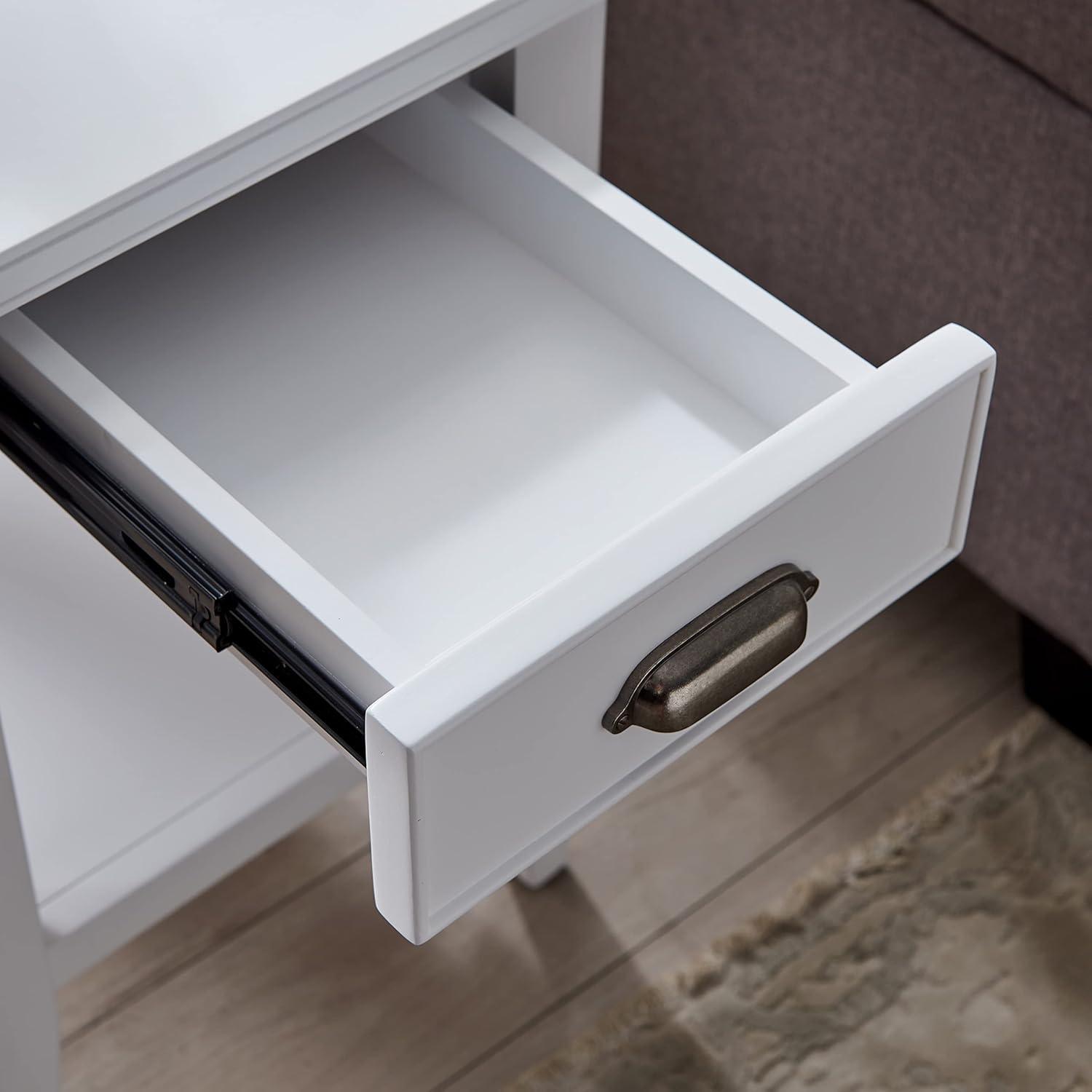 imageLeick Home Laurent End Table Solid Wood Bottom Display Shelf Narrow EasyAssembly for Living RoomBedroom Black 240 in L x 120 in W x 240 in H 10505BKWhite
