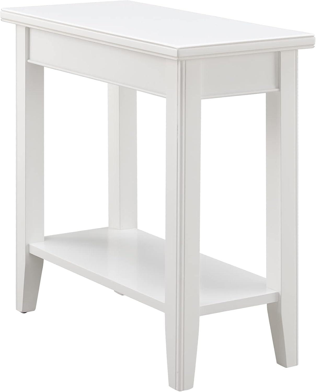 imageLeick Home Laurent End Table Solid Wood Bottom Display Shelf Narrow EasyAssembly for Living RoomBedroom Black 240 in L x 120 in W x 240 in H 10505BKWhite