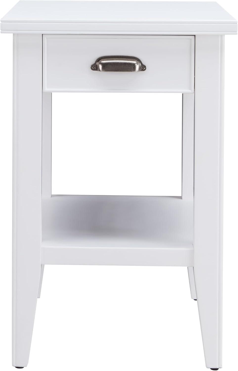 imageLeick Home Laurent End Table Solid Wood Bottom Display Shelf Narrow EasyAssembly for Living RoomBedroom Black 240 in L x 120 in W x 240 in H 10505BKWhite