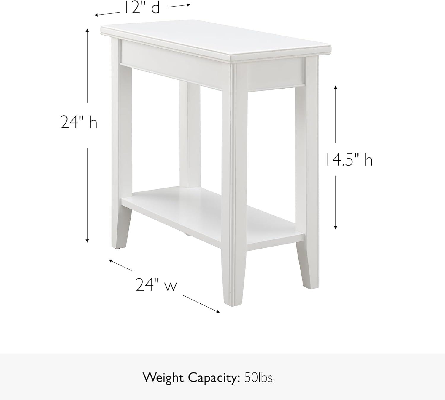 imageLeick Home Laurent End Table Solid Wood Bottom Display Shelf Narrow EasyAssembly for Living RoomBedroom Black 240 in L x 120 in W x 240 in H 10505BKWhite