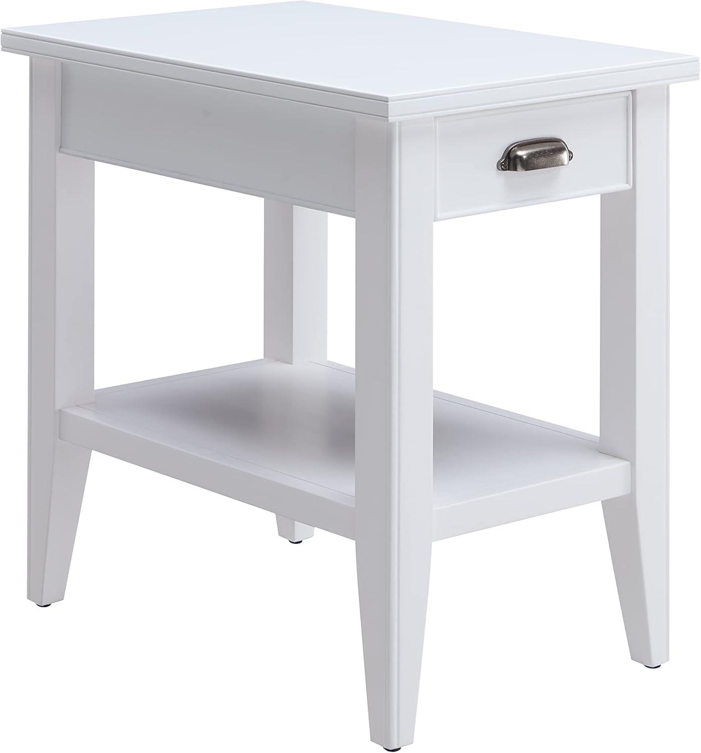 imageLeick Home Laurent End Table Solid Wood Bottom Display Shelf Narrow EasyAssembly for Living RoomBedroom Black 240 in L x 120 in W x 240 in H 10505BKWhite