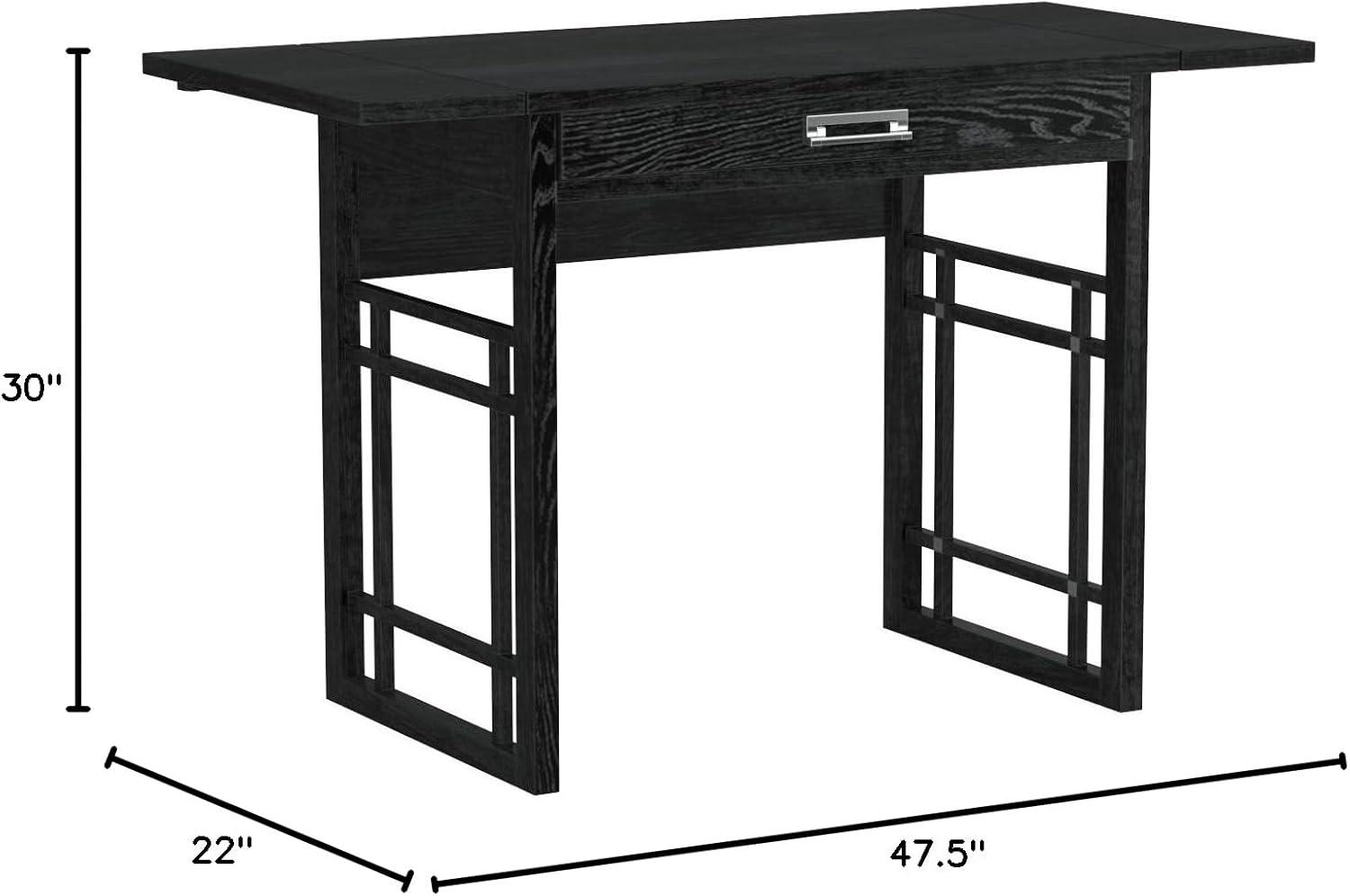 imageLeick Oak Drop Leaf ComputerWriting Desk BlackBlack