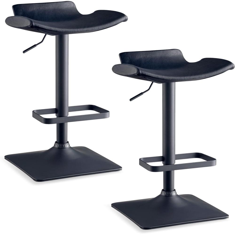 imageLeick Home 10138BL Adjustable Height Swivel Stool with Matte Black Base Set of 2 Black