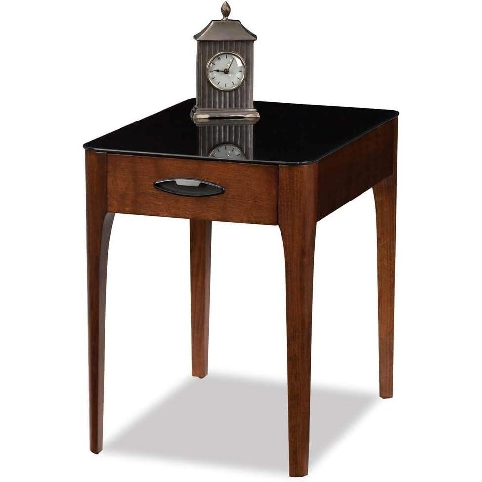 imageLeick Home 11132GR Obsidian Black Glass Top Hall Console with Shelf GrayChestnut