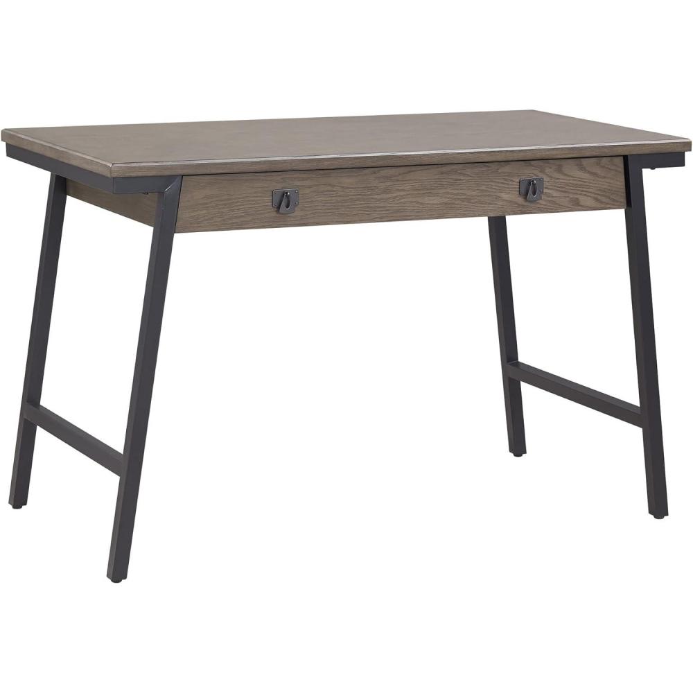 imageLeick Home 11400GR Empiria Mixed Metal and Wood Computer Desk GrayMatte BlackGrey