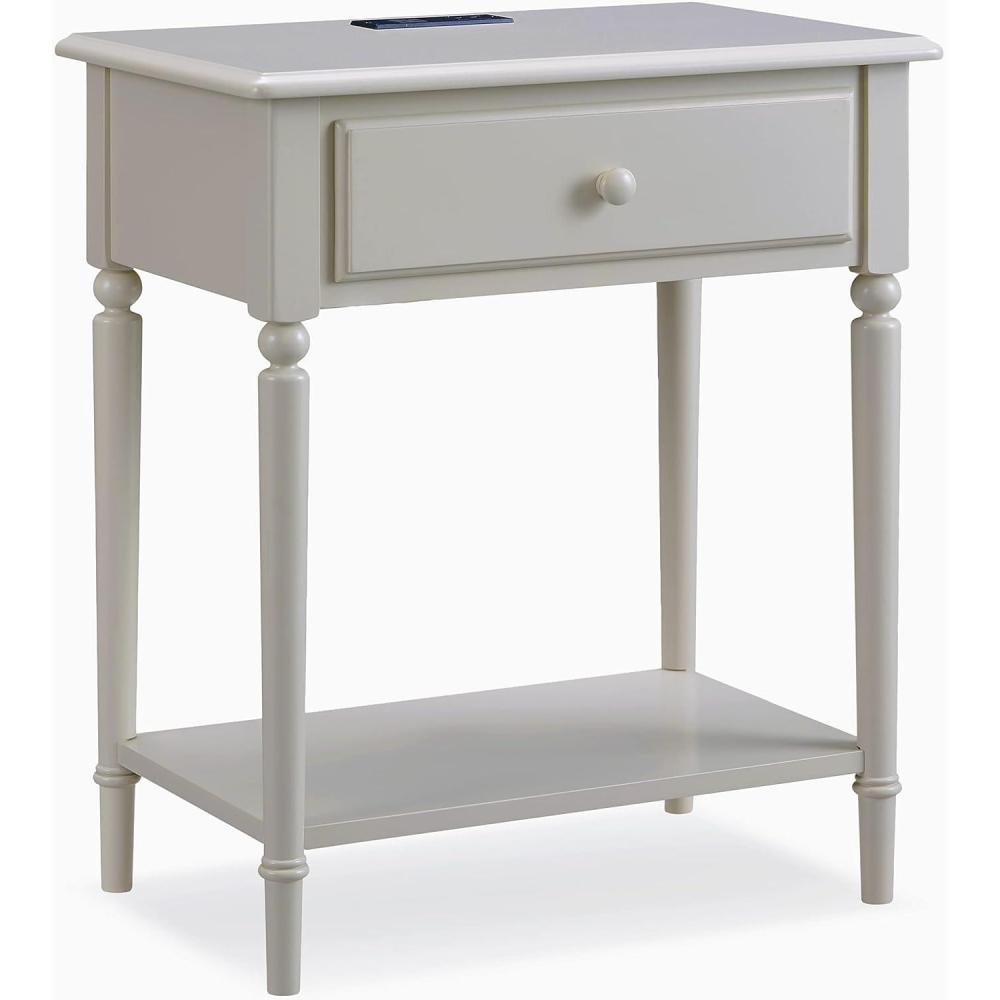 imageLeick Home 20028WT Coastal Two Drawer Double Hall Console Sofa Table with Shelf Orchid WhiteGreige