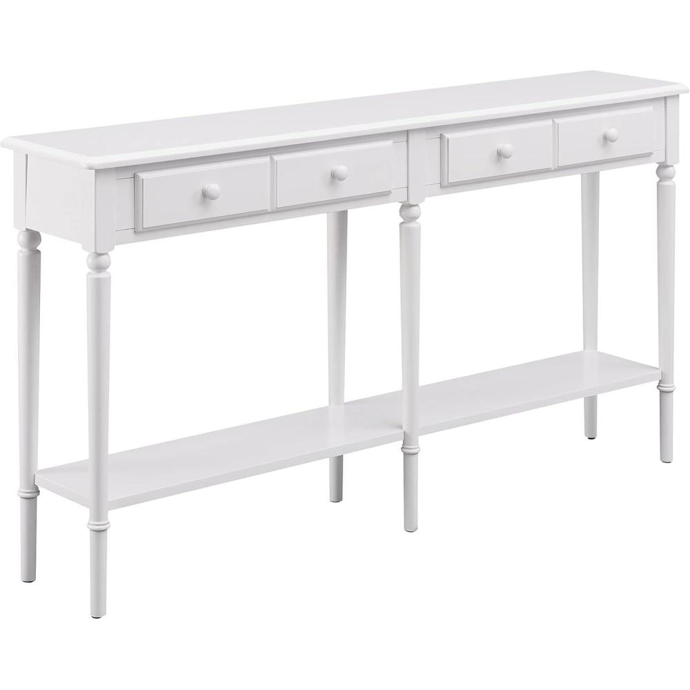imageLeick Home 20028WT Coastal Two Drawer Double Hall Console Sofa Table with Shelf Orchid WhiteOrchid White