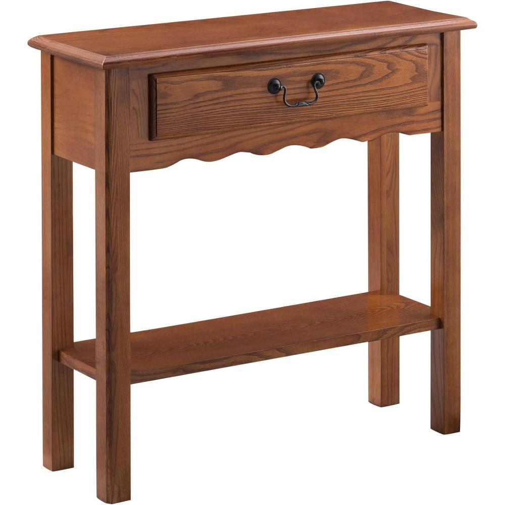 imageLeick Home 24032 Beckett One Drawer Hall Stand with Shelf for Living Room Hallway Entryway AnthracitePewterMedium Oak
