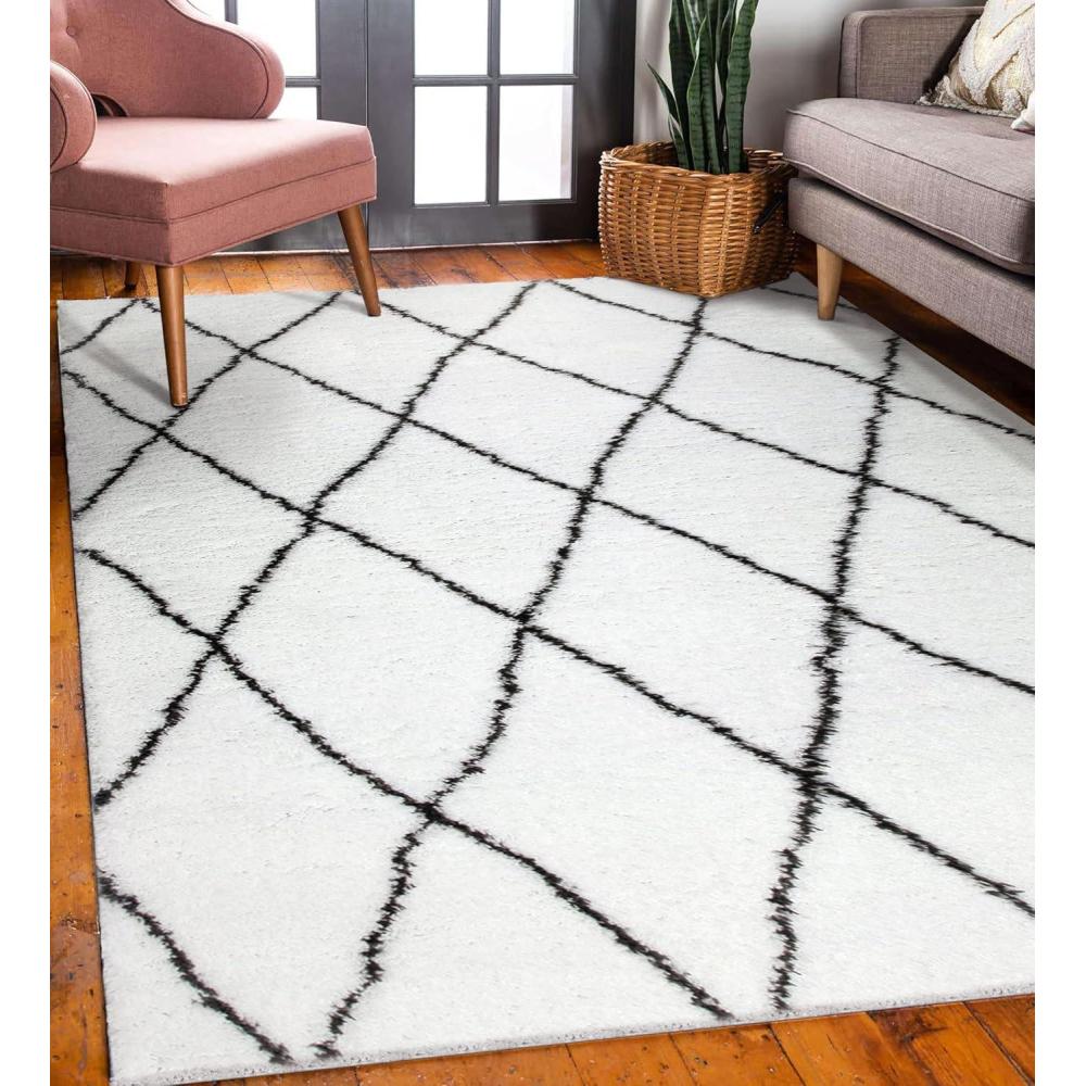 imageLeick Home 594762 Dagen Soft Shag Modern Rug Solid Gray Living Room Bedroom Area Rug Rectangle 39 x 59WhiteGray