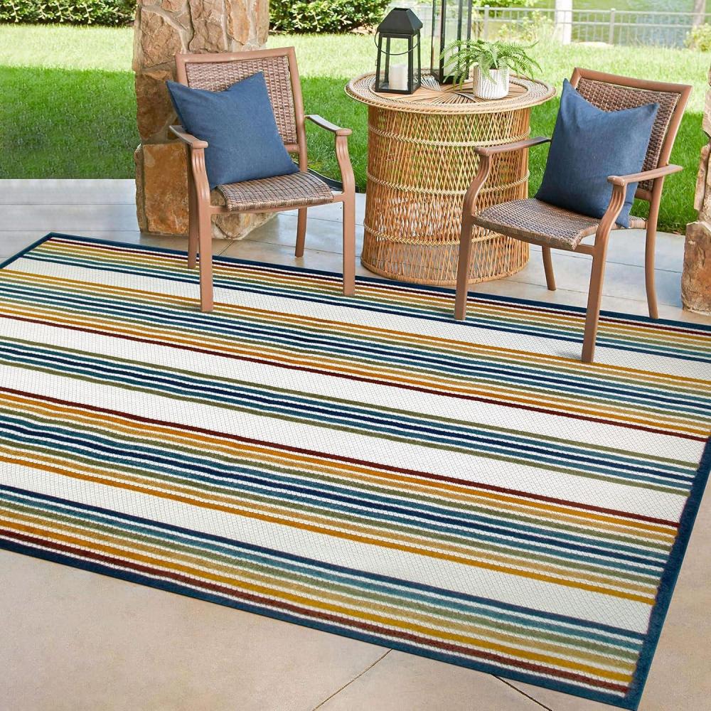 imageLeick Home 595033 Blithe Colorful Line Indoor Outdoor Area Rug Rectangle 53x7