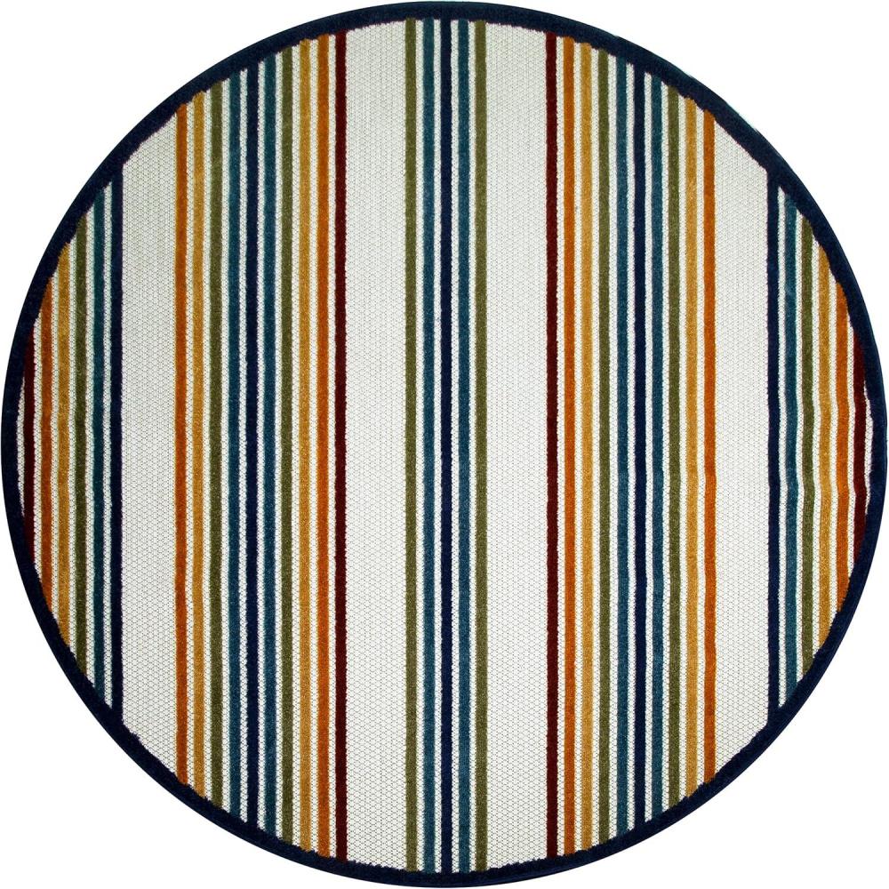 imageLeick Home 595041 Blithe Colorful Line Indoor Outdoor Area Rug Round 53