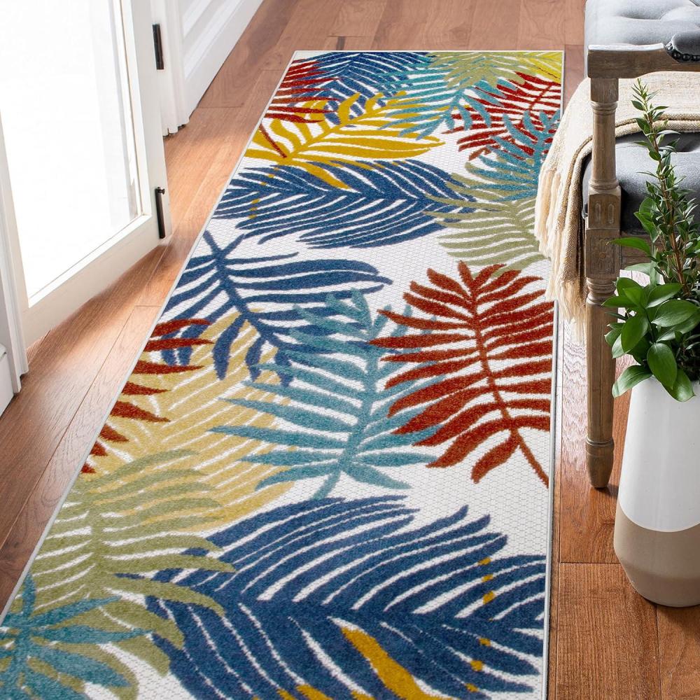 imageLeick Home 595165 Talipot Runner Palm Indoor Outdoor Area Rug Runner 2x8