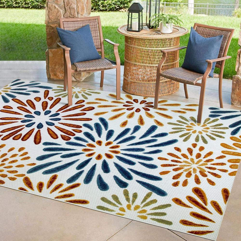 imageLeick Home 595405 Beam Flower Indoor Outdoor Area Rug Rectangle 53x7