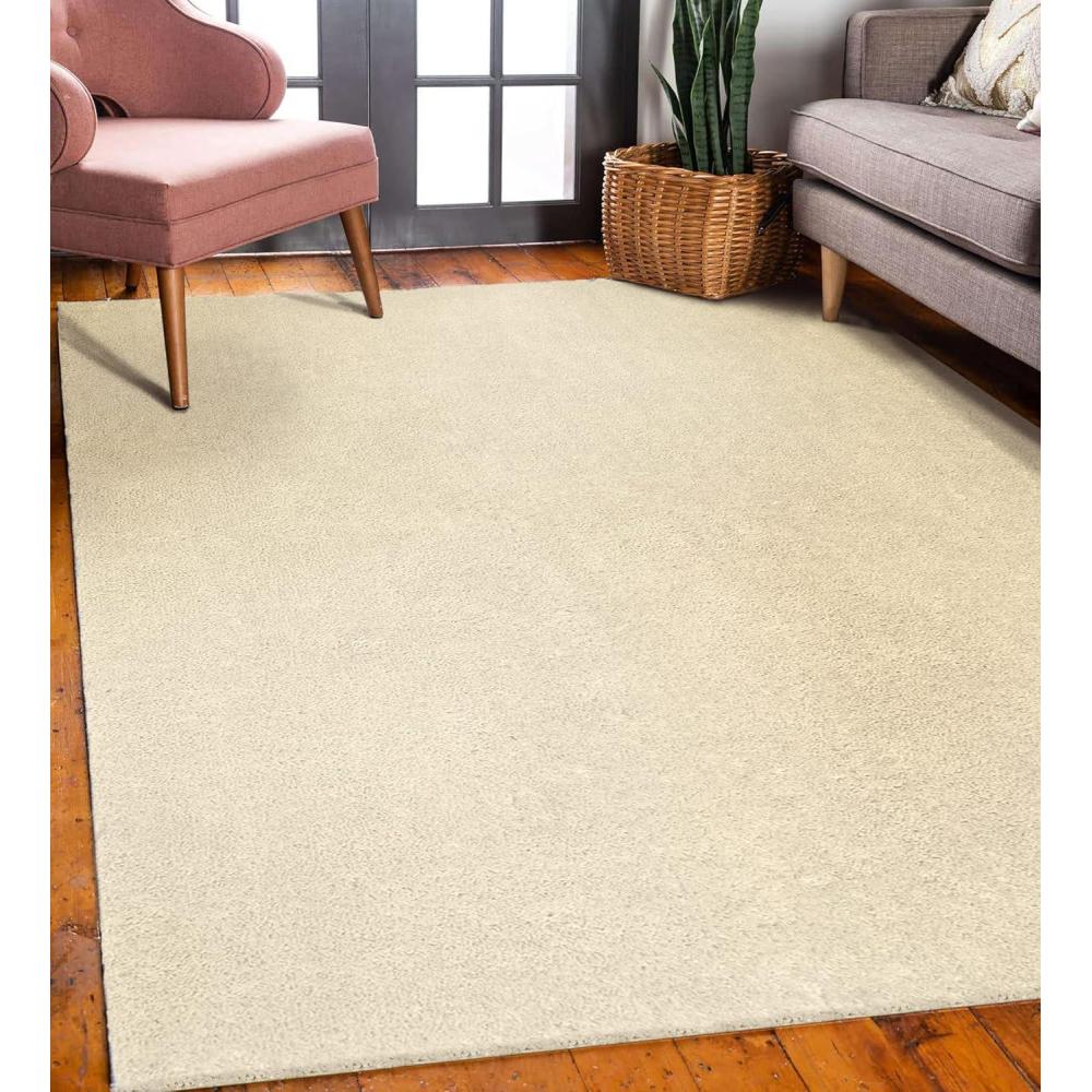 imageLeick Home 596015 Dagen Soft Shag Modern Rug Solid Beige Living Room Bedroom Area Rug Rectangle 67 x 96Beige