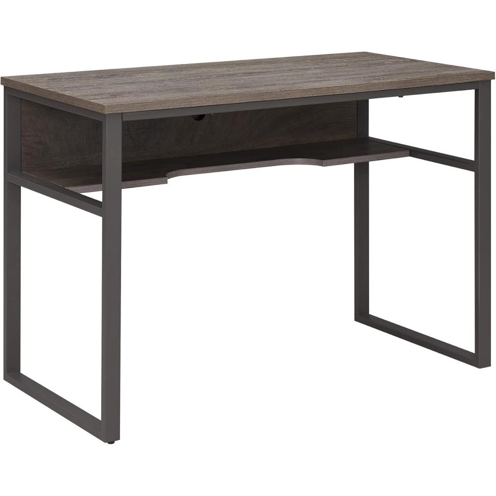 imageLeick Home 70006CJGM Metal Base Kona Desk with Recessed Lower StorageElectronics Shelf CorojoGunmetal Gray