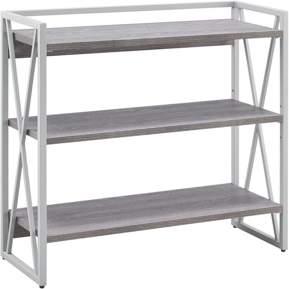 imageLeick Home 70009WWNK Mixed Metal and Wood X Design Bookshelf Weathered WoodNickel