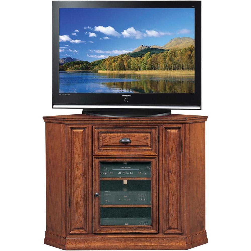 imageLeick Home 82232 Boulder Creek High Profile Corner TV Stand with Enclosed Storage For 50 TVs20 L x 46 W x 36 Medium Oak