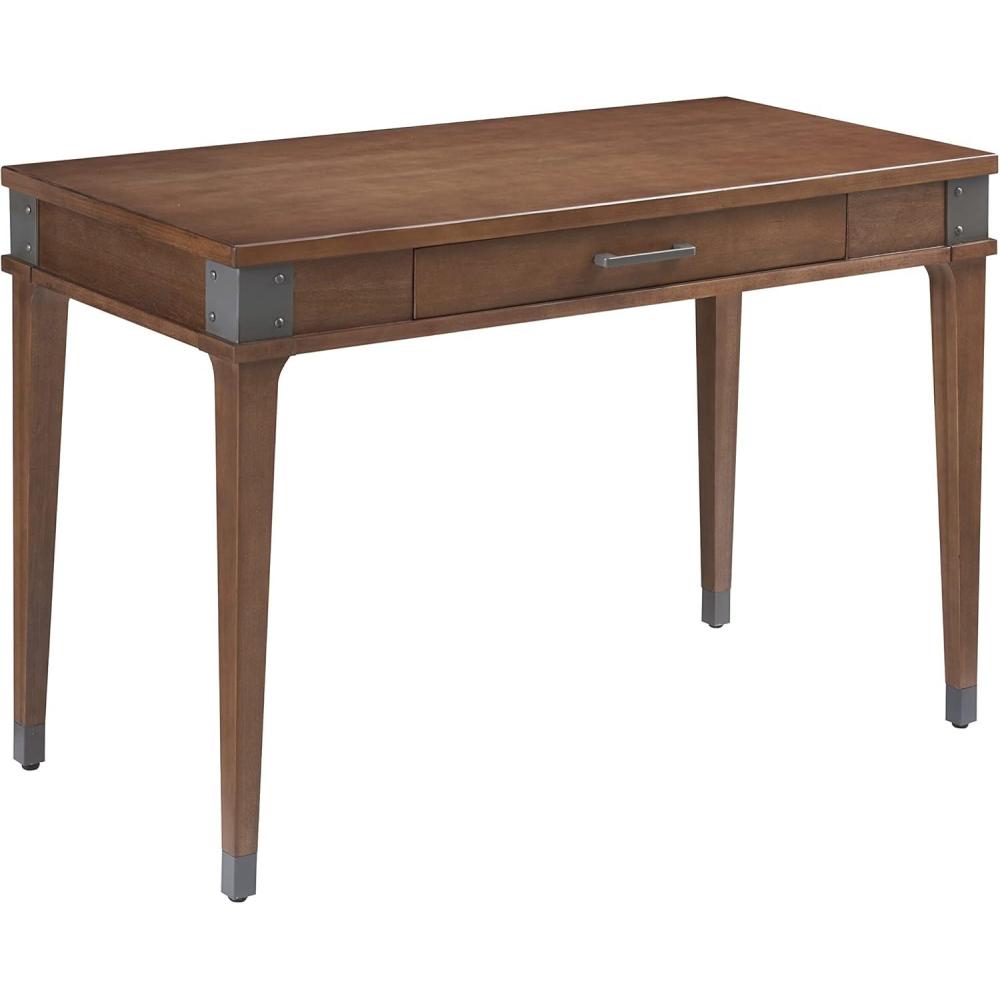 imageLeick Home 83430 Corner ComputerWriting Desk with Center Keyboard Drawer and Shelf Black OakAged BarrelGunmetal