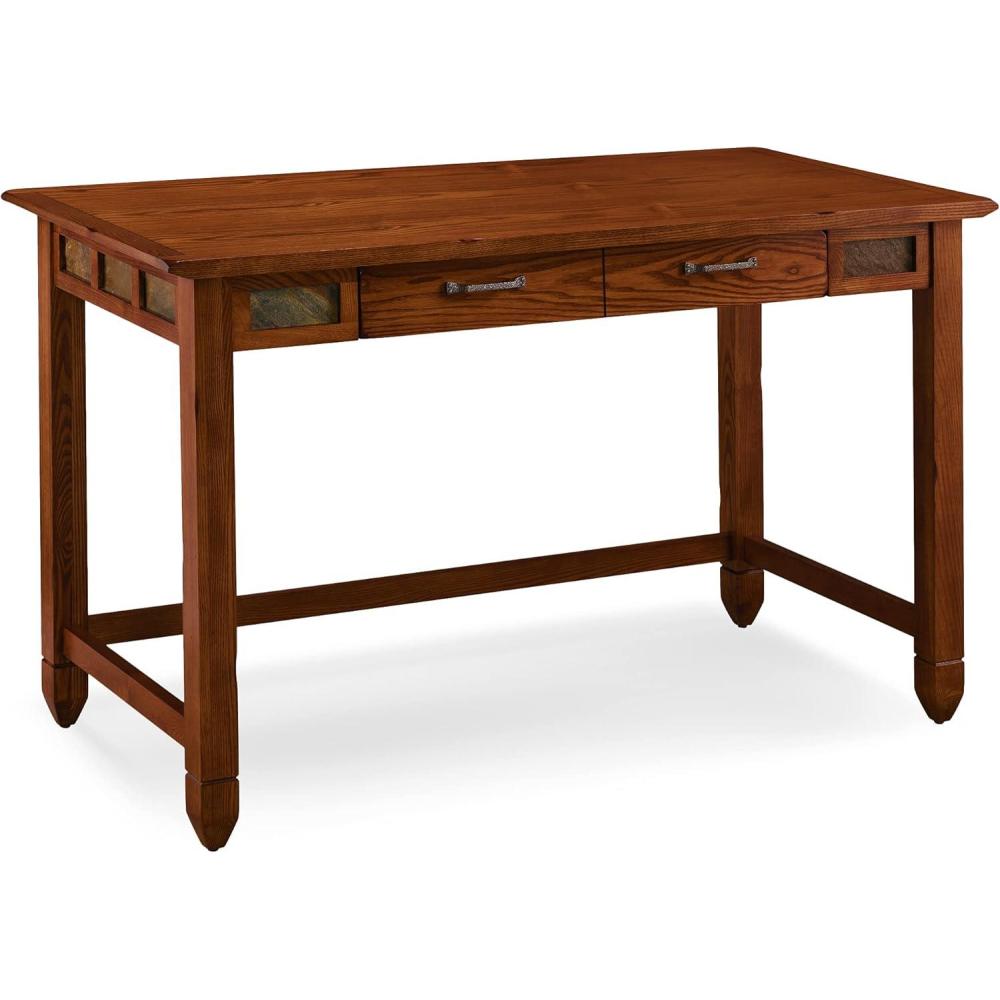 imageLeick Home 89400 Rustic Oak and Slate Laptop Desk with Drop Front Keyboard Drawer Distressed Rustic AutumnDistressed Rustic Autumn