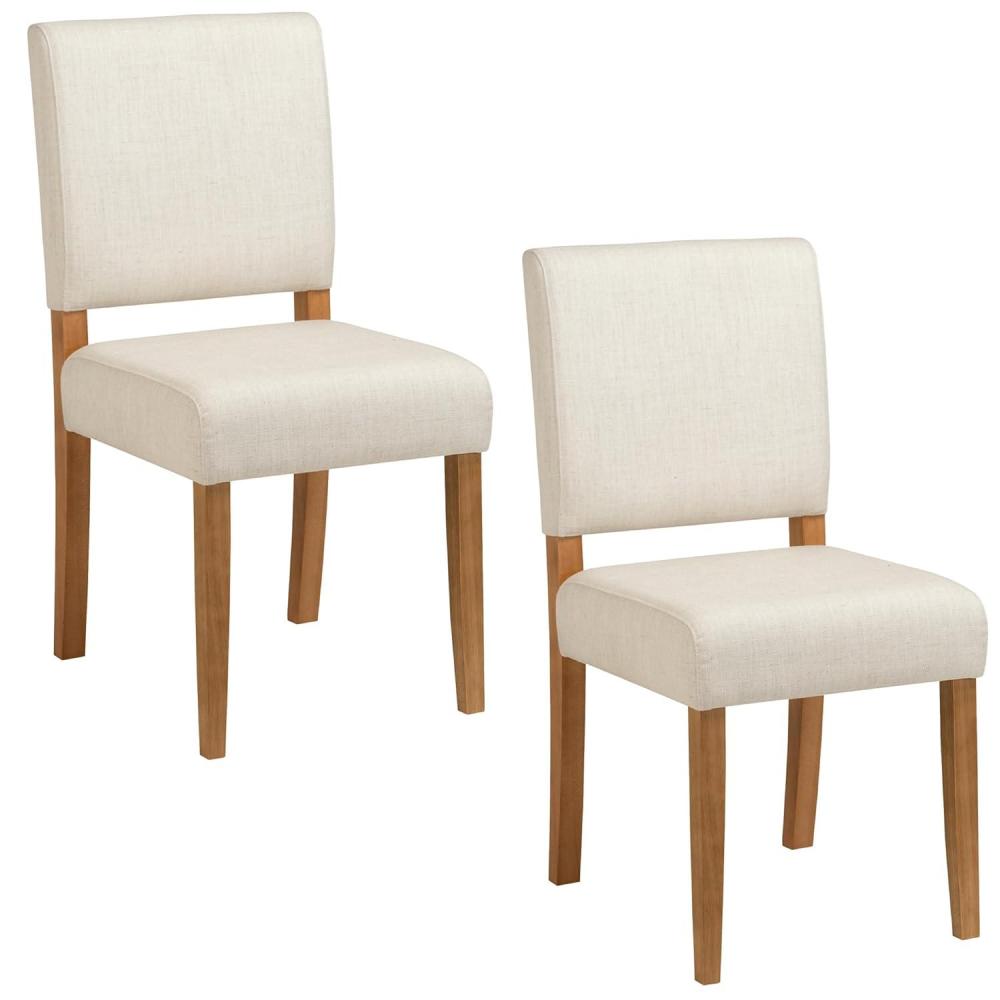 imageLeick Home Brax Dining Chair with Upholstered Back and Wood Base Set of 2 for Dining Room Modern Chairs in Natural White Sand 214452