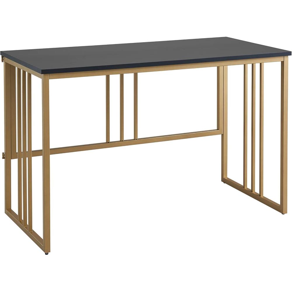 imageLeick Home Collapsible Slatted Mission Writing Computer Desk Space Saving for Bedroom Home Office Small Spaces Fully Assembled BlackGold 70001BLKGD