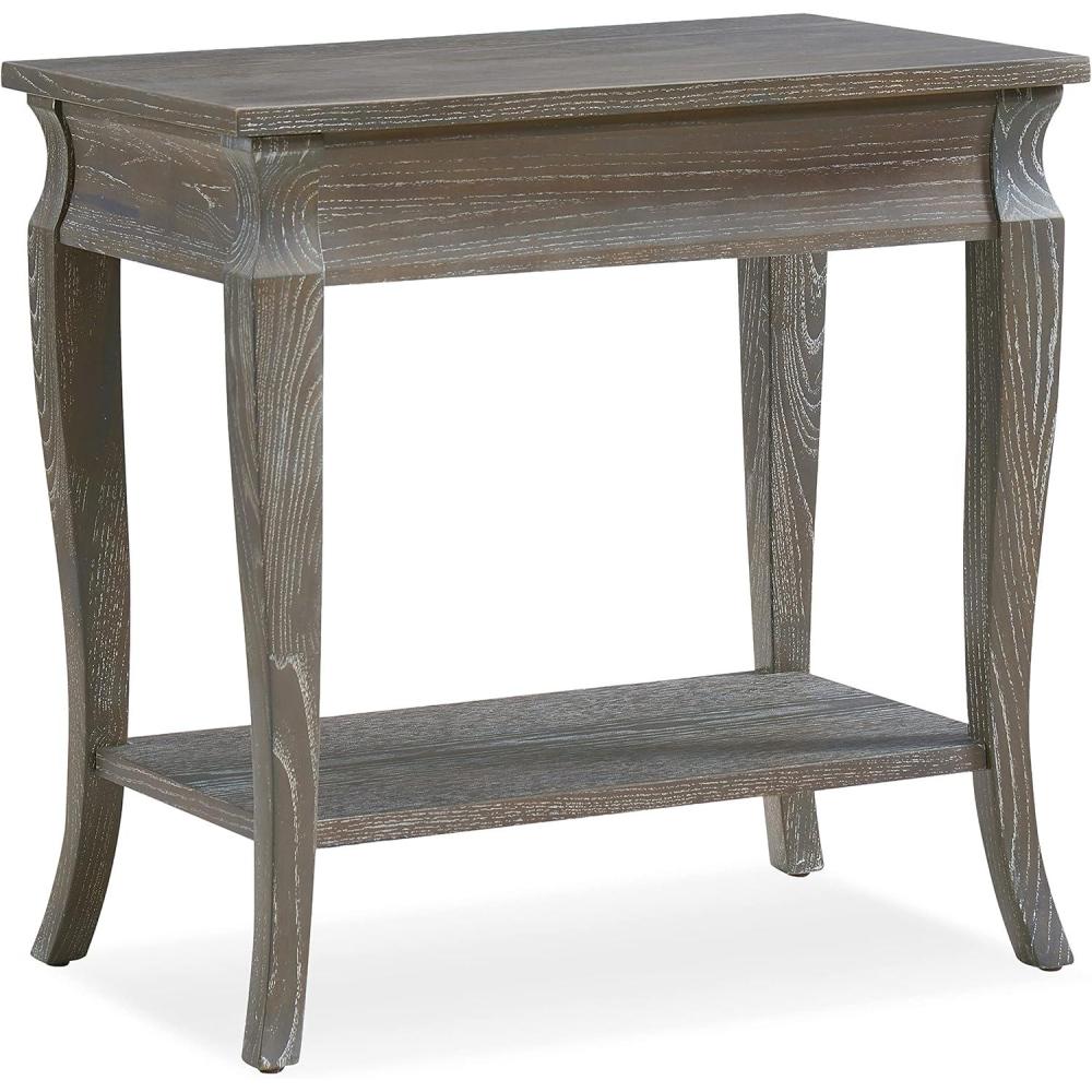 imageLeick Home Laurent End Table Solid Wood Bottom Display Shelf Narrow EasyAssembly for Living RoomBedroom Black 240 in L x 120 in W x 240 in H 10505BKGray Antique Pewter