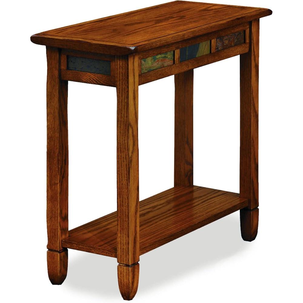 imageLeick Home Laurent End Table Solid Wood Bottom Display Shelf Narrow EasyAssembly for Living RoomBedroom Black 240 in L x 120 in W x 240 in H 10505BKRustic Oak