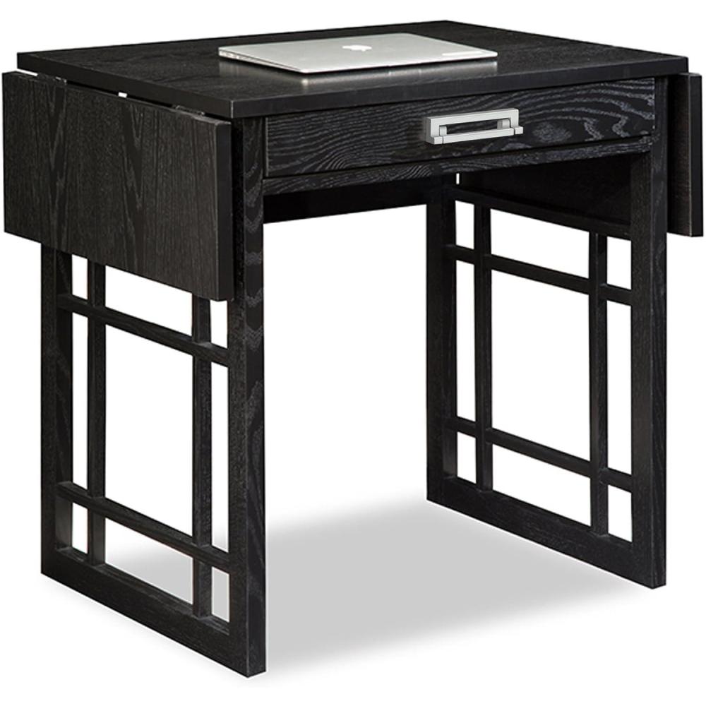 imageLeick Oak Drop Leaf ComputerWriting Desk BlackBlack