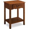 imageLeick Home 24022 Beckett Nightstand Side Table One Drawer Rustic USBC Fast Charging Station AC and USB Charging Port Integrated Durable Solid Wood Living Room Bedroom Office AnthracitePewterMedium Oak