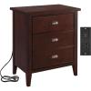 imageLeick Home 24022 Beckett Nightstand Side Table One Drawer Rustic USBC Fast Charging Station AC and USB Charging Port Integrated Durable Solid Wood Living Room Bedroom Office AnthracitePewterChocolate Cherry