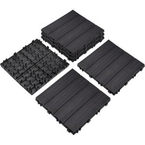 Design House Square Deck Tiles, Interlocking Wood Composite Decking, 1000lb Weight Capacity, Waterproof and UV Protected, Russet Canyon Brown, Covers 6 Square Feet, 12-Inch by 12-Inch, 6-Pack(Ebony)